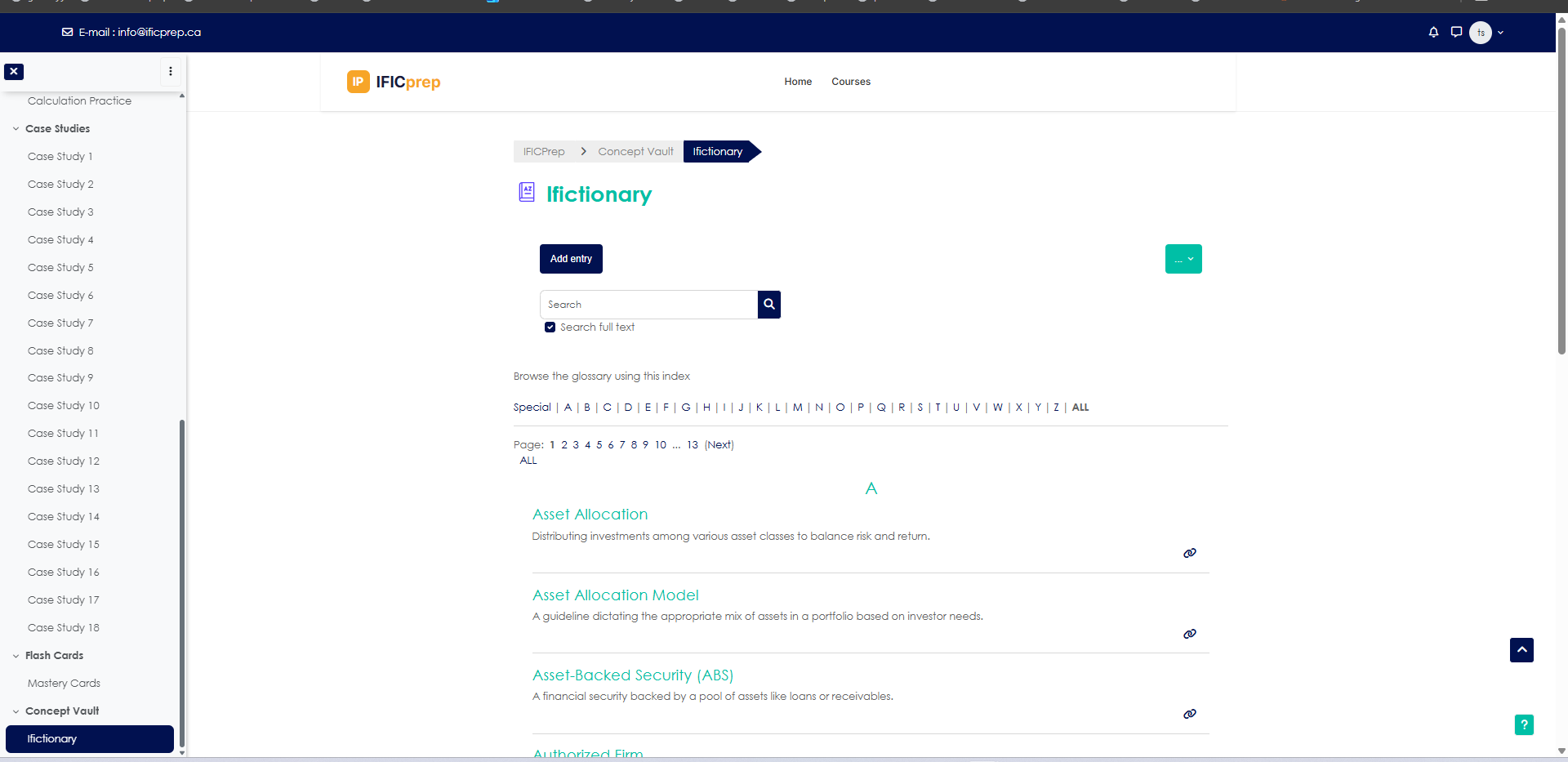 IFICprep searchable Concept Vault